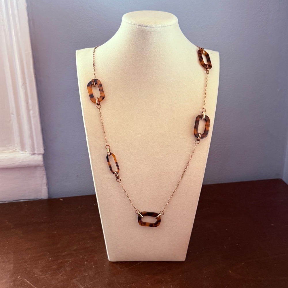 J.Crew Gold Tortoise Shell Mixed Necklace Jewelry